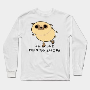 funny pug drives inline skates Long Sleeve T-Shirt